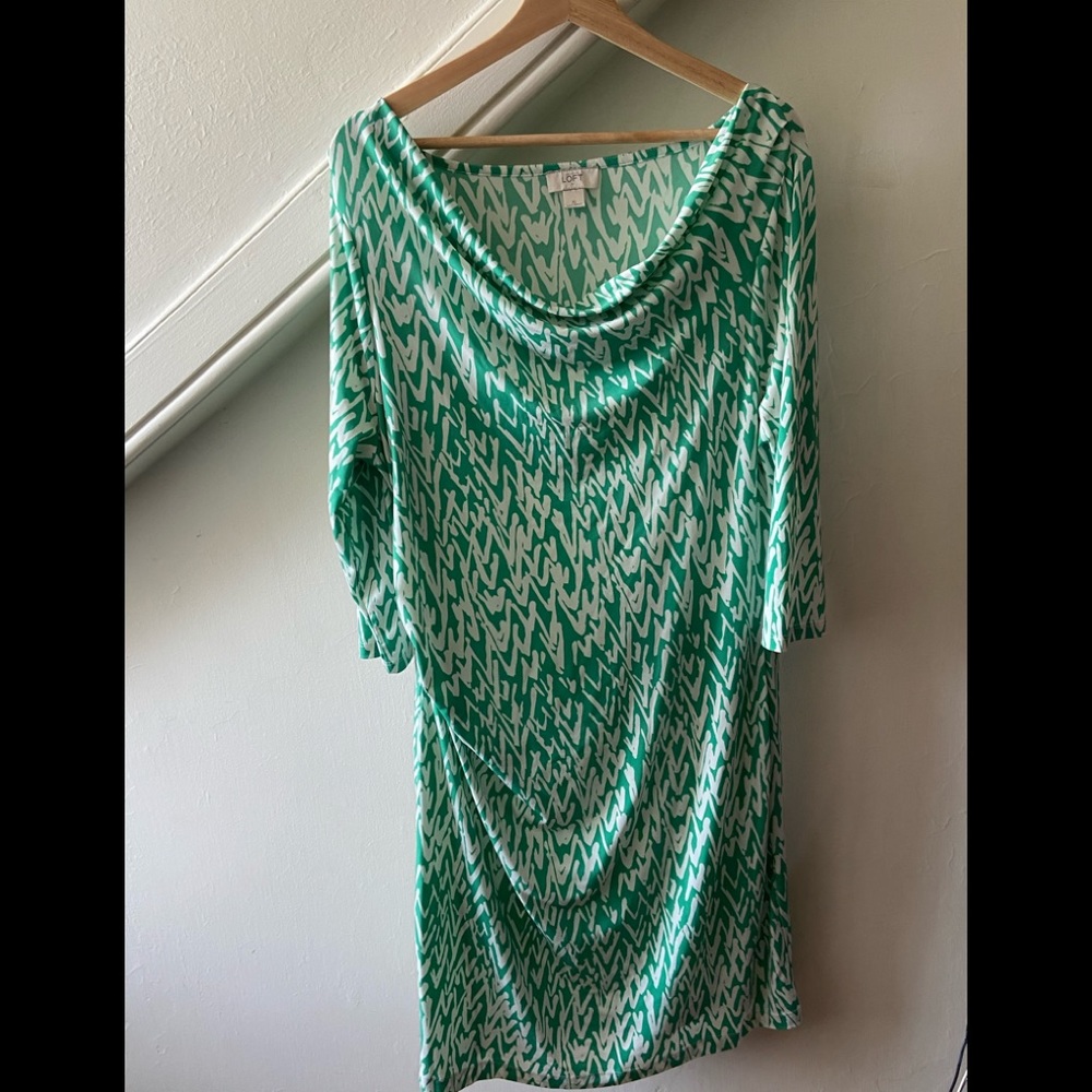 Loft Green Scoop Neck Dress